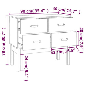 Schwarzer Konsolenschrank Kiefer Massivholz 90cm