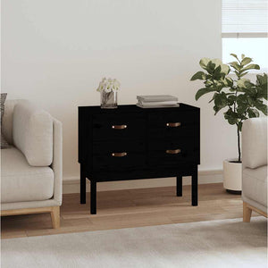 Schwarzer Konsolenschrank Kiefer Massivholz 90cm