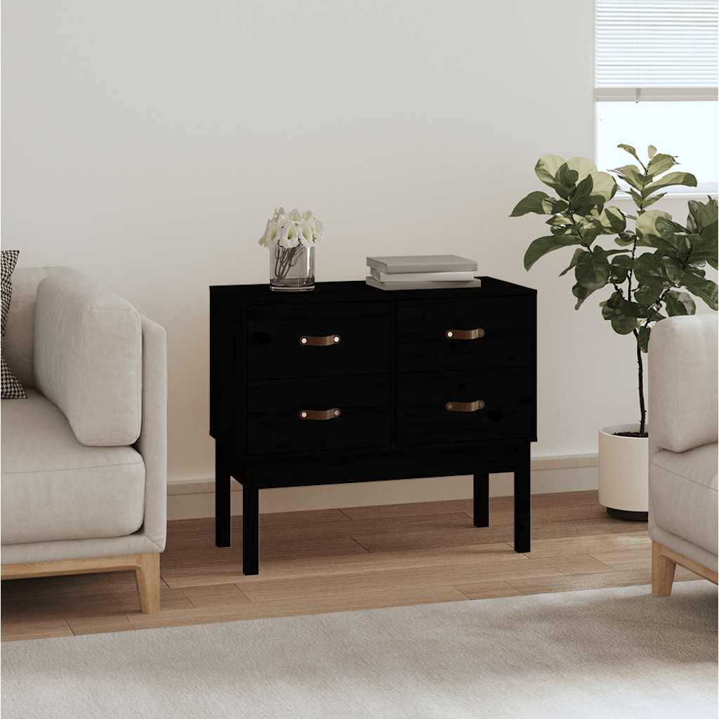 Schwarzer Konsolenschrank Kiefer Massivholz 90cm