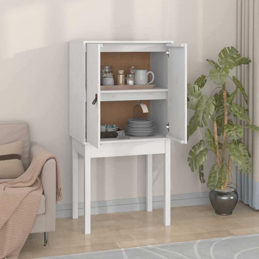 Highboard Weiß 60x40x120cm Kiefer Massivholz