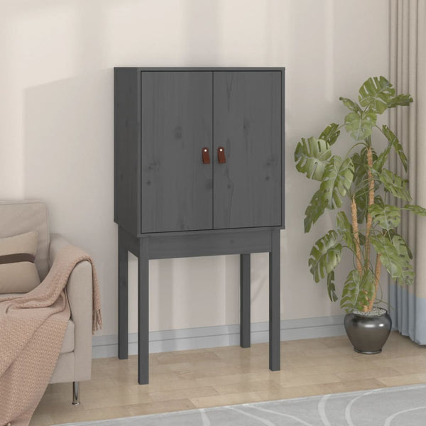 Graues Highboard 60x40x120cm Kiefer Massivholz