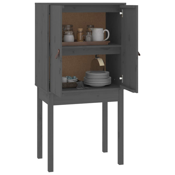 Graues Highboard 60x40x120cm Kiefer Massivholz