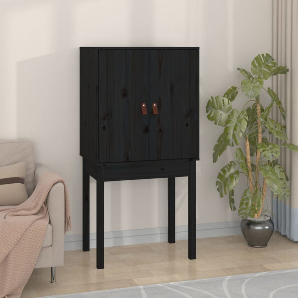 Schwarzes Highboard 60x40x120cm Massivholz