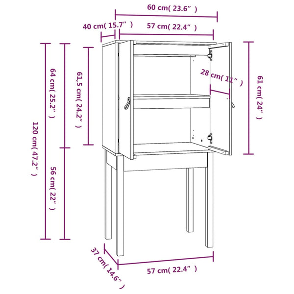 Schwarzes Highboard 60x40x120cm Massivholz