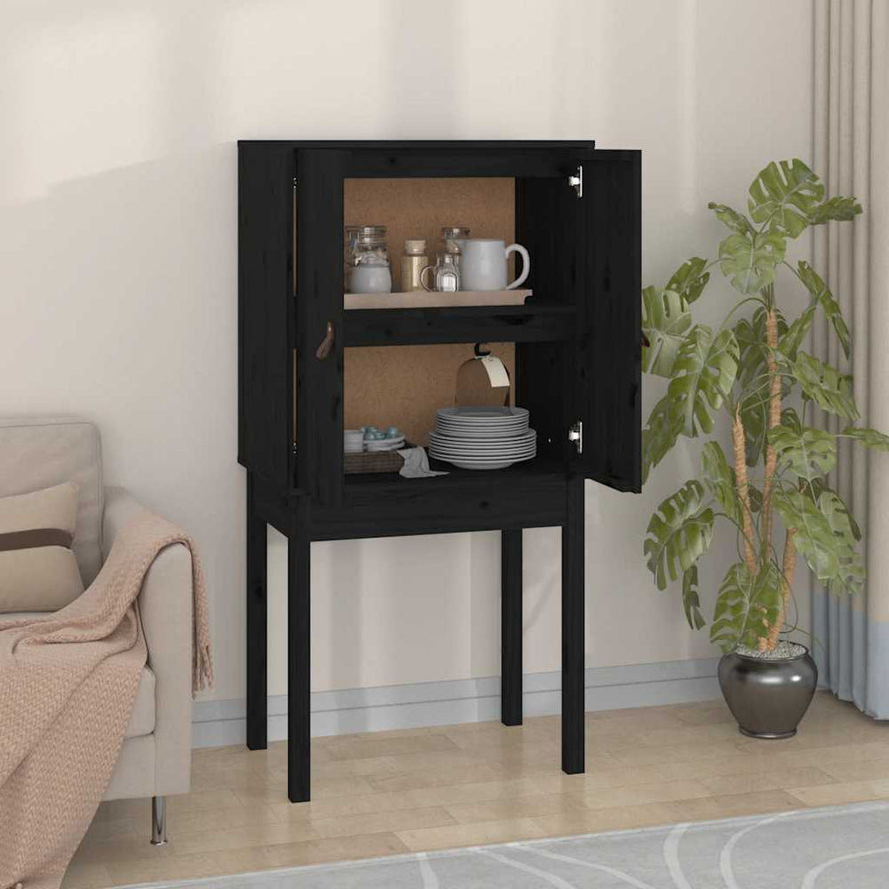 Schwarzes Highboard 60x40x120cm Massivholz