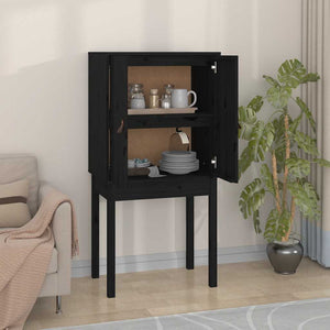 Schwarzes Highboard 60x40x120cm Massivholz