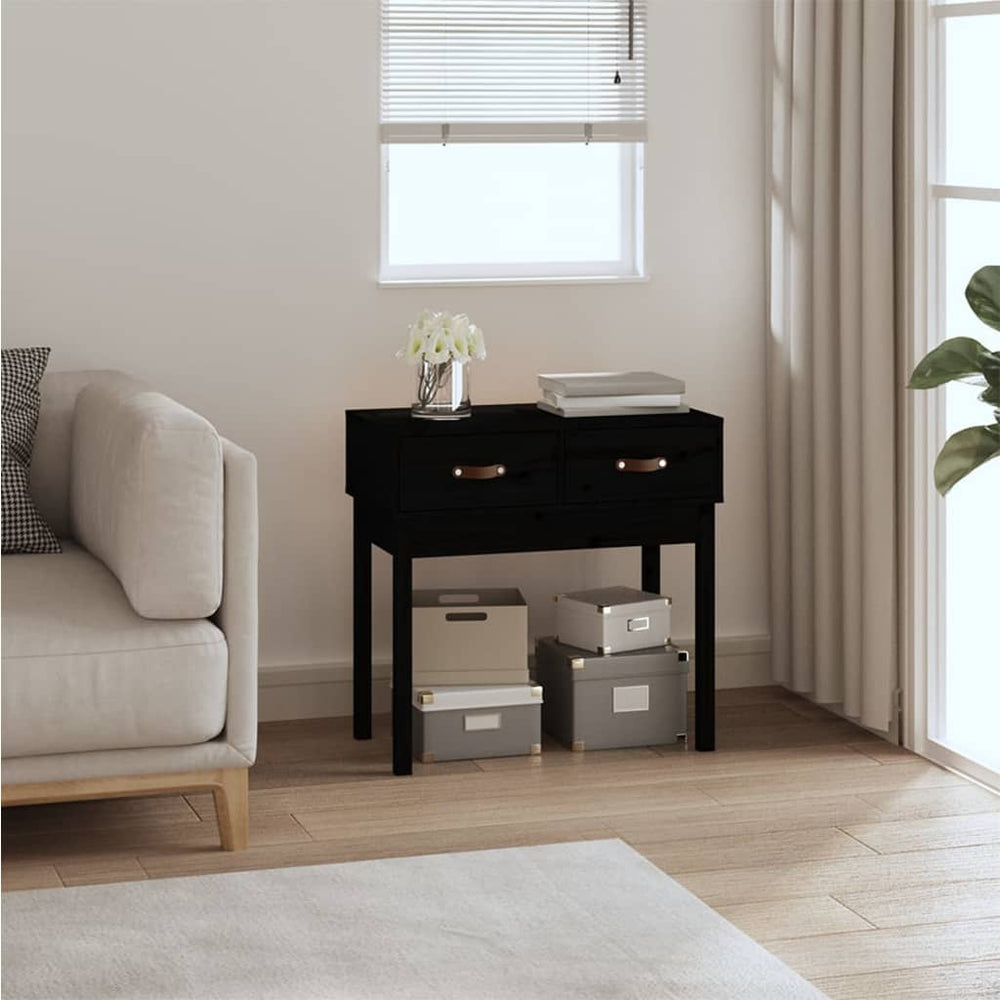 vidaXL Table console noir 76,5x40x75 cm Bois de pin massif