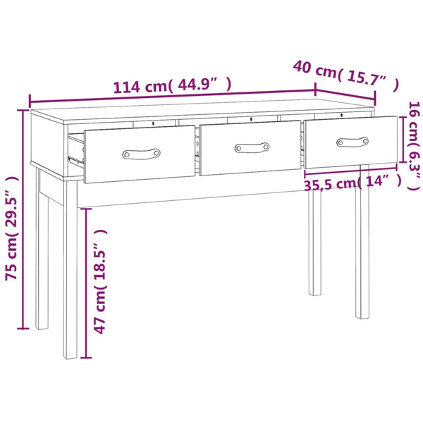 Honigbrauner Konsolentisch Kiefer Massivholz 114 cm
