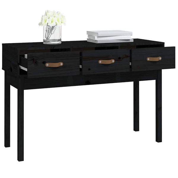 Schwarzer Konsolentisch Kiefer Massivholz 114cm
