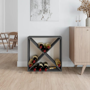 Graues Weinregal aus Kiefernholz, 62 cm