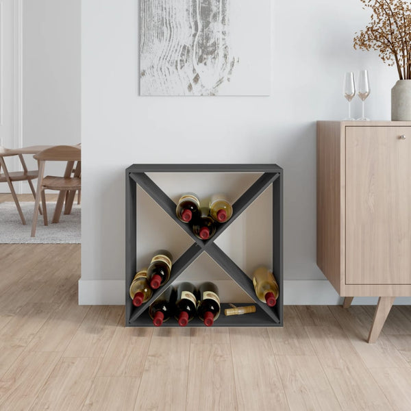 Graues Weinregal aus Kiefernholz, 62 cm