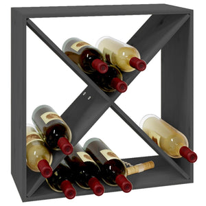 Graues Weinregal aus Kiefernholz, 62 cm