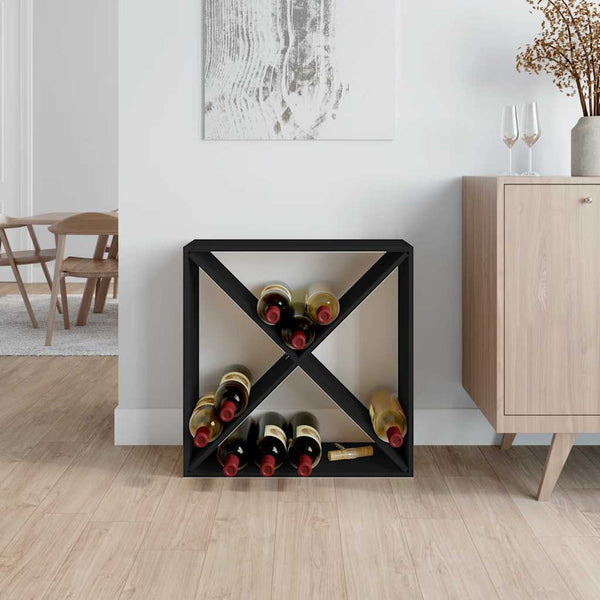 Schwarzes Weinregal aus Kiefernholz, 62 cm