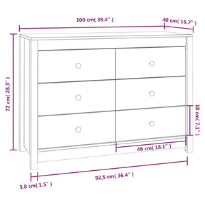 Massivholz Kiefer Beistellschrank 100x40x72 cm