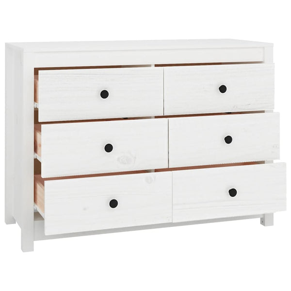 Weißer Beistellschrank Kiefer Massivholz 100cm