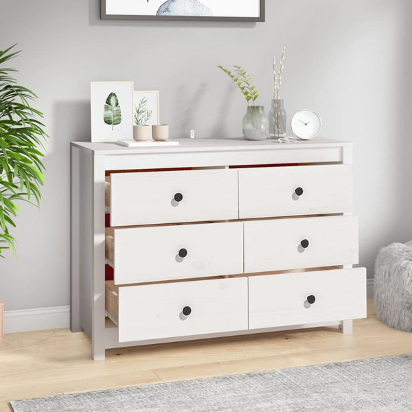 Weißer Beistellschrank Kiefer Massivholz 100cm
