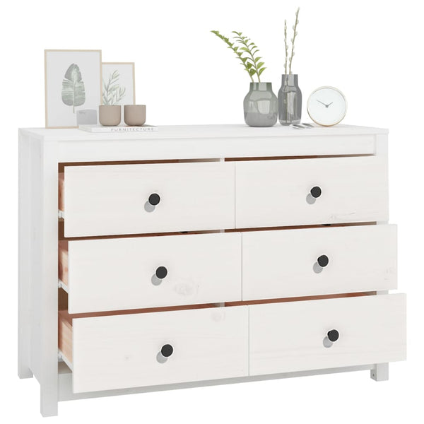 Weißer Beistellschrank Kiefer Massivholz 100cm
