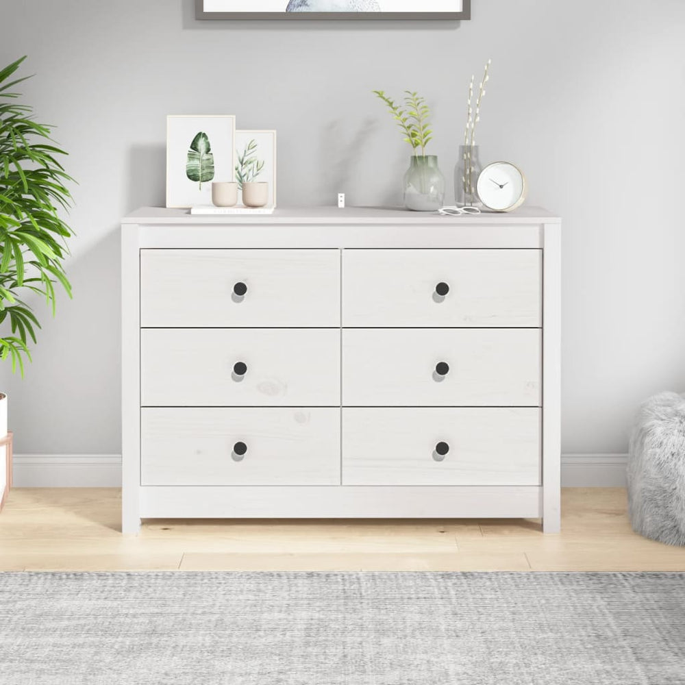 Weißer Beistellschrank Kiefer Massivholz 100cm