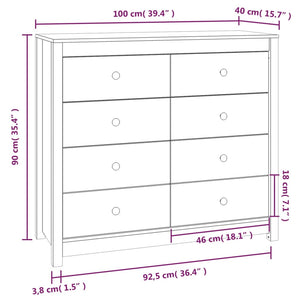 Massivholz Kiefer Beistellschrank 100x40x90 cm
