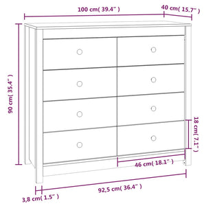 vidaXL Armoirette latérale blanc 100x40x90 cm pin massif