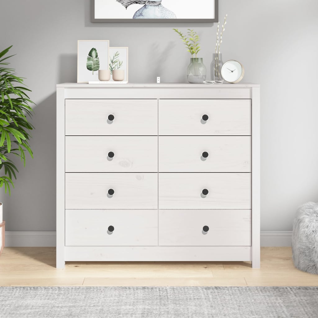 vidaXL Armoirette latérale blanc 100x40x90 cm pin massif