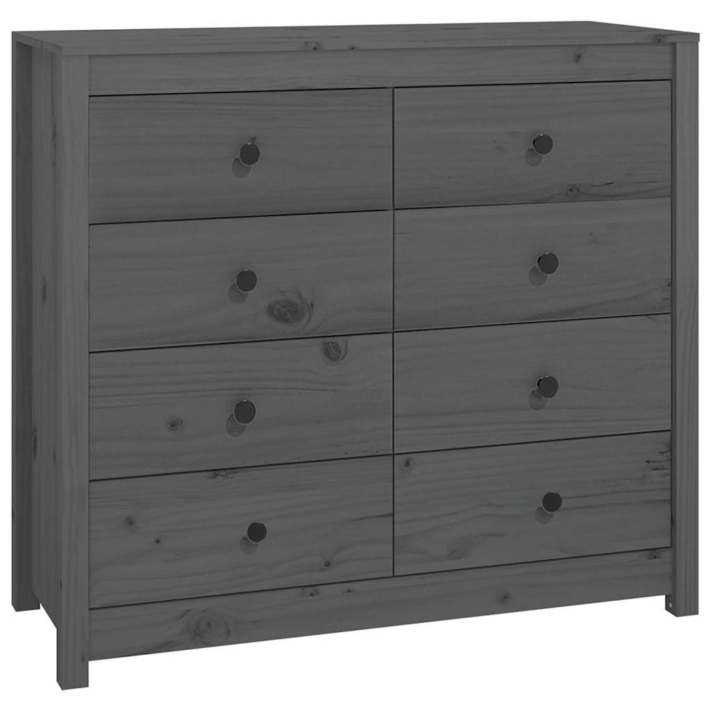 Grauer Beistellschrank Kiefer Massivholz 100x90cm