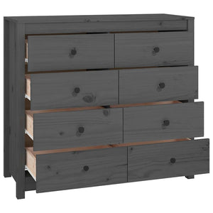 Grauer Beistellschrank Kiefer Massivholz 100x90cm