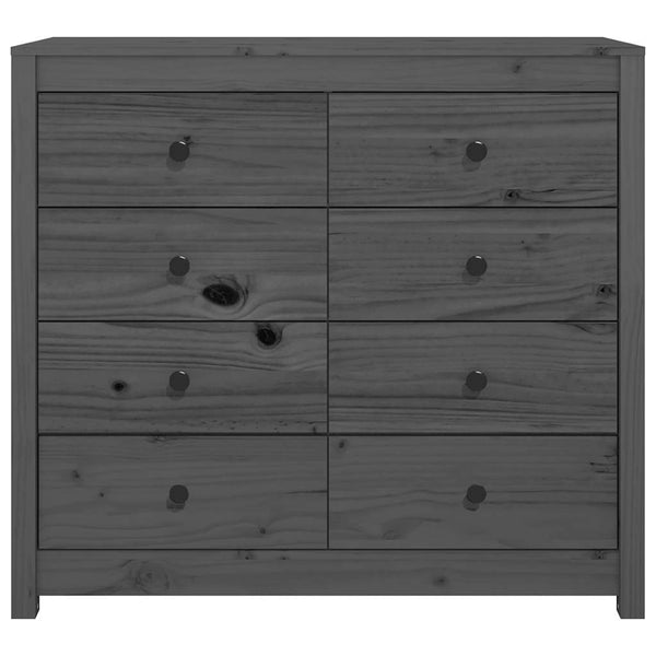 Grauer Beistellschrank Kiefer Massivholz 100x90cm