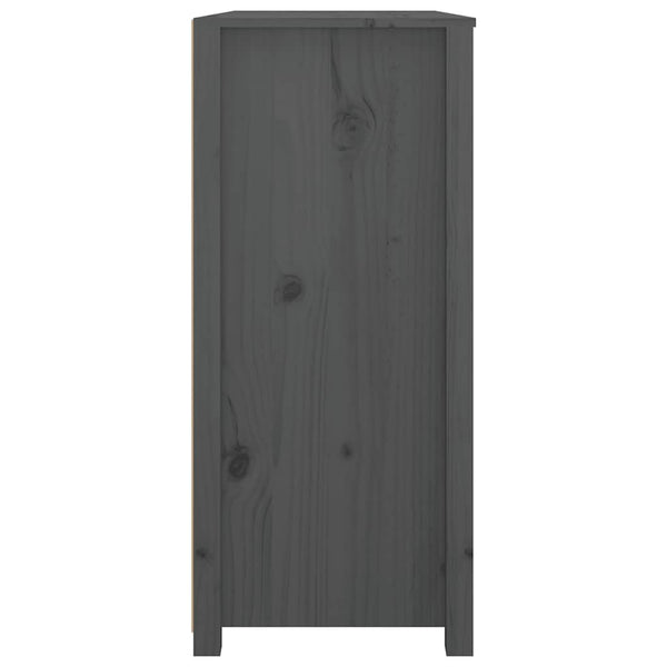 Grauer Beistellschrank Kiefer Massivholz 100x90cm