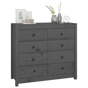 Grauer Beistellschrank Kiefer Massivholz 100x90cm