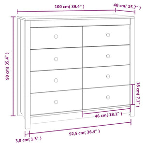 Grauer Beistellschrank Kiefer Massivholz 100x90cm