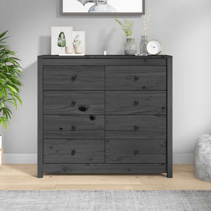 Grauer Beistellschrank Kiefer Massivholz 100x90cm