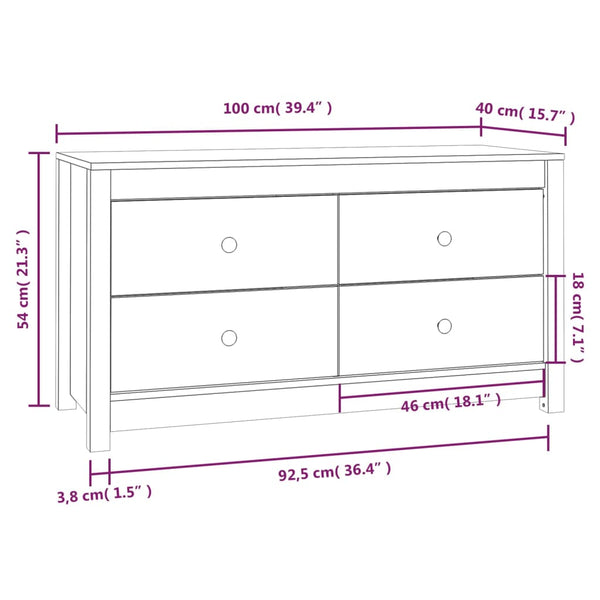 vidaXL Armoirette latérale blanc 100x40x54 cm Pin massif