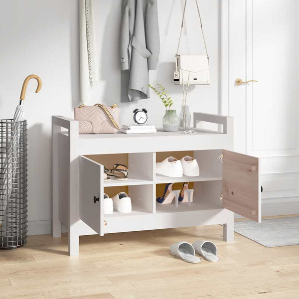 Weiße Flurbank Kiefer massiv 80cm