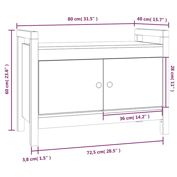Weiße Flurbank Kiefer massiv 80cm