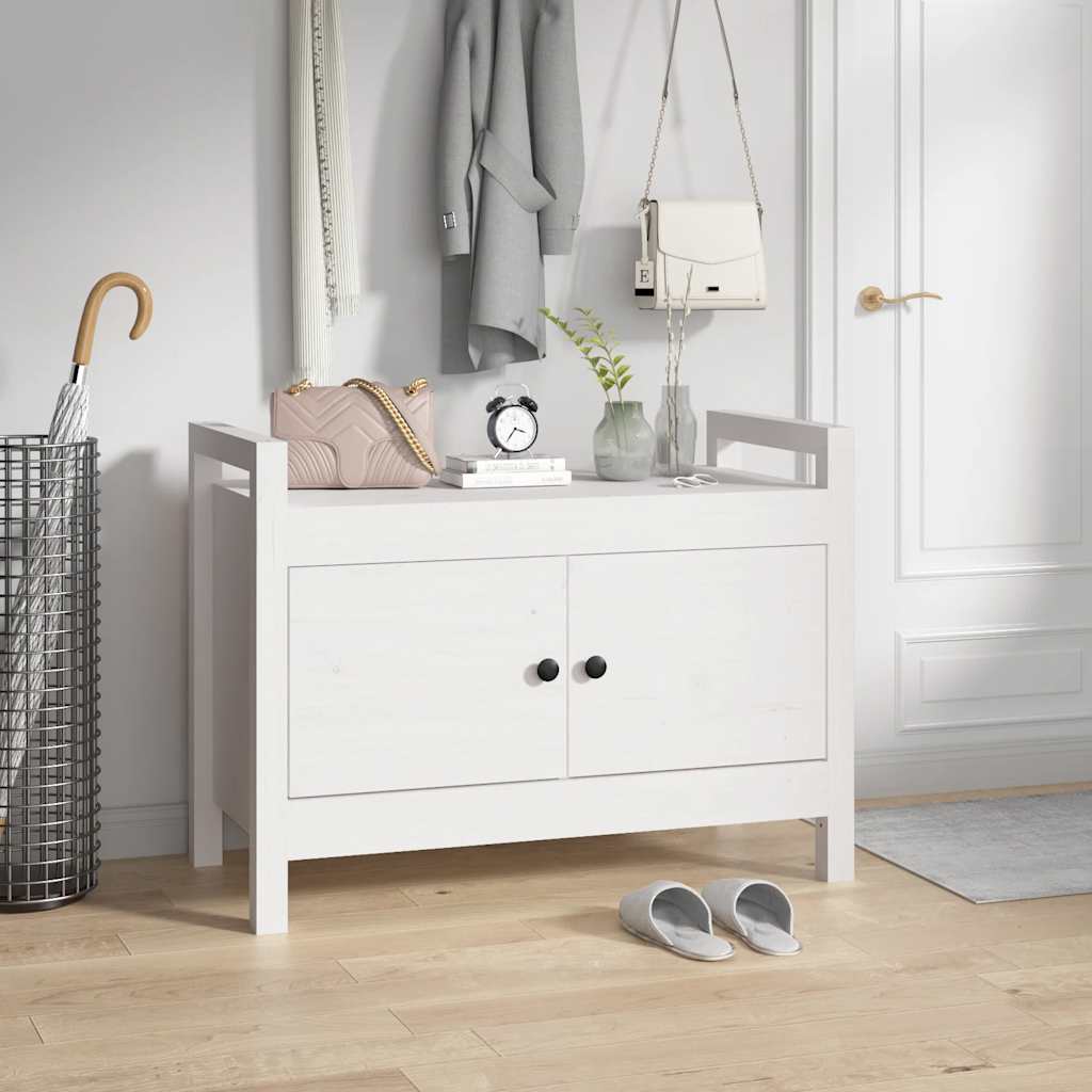 Weiße Flurbank Kiefer massiv 80cm