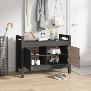 Graue Flurbank 80 cm Kiefer Massivholz