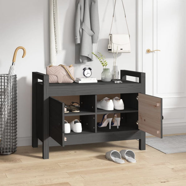 Graue Flurbank 80 cm Kiefer Massivholz