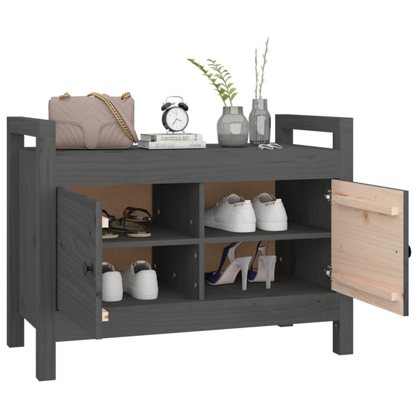 Graue Flurbank 80 cm Kiefer Massivholz