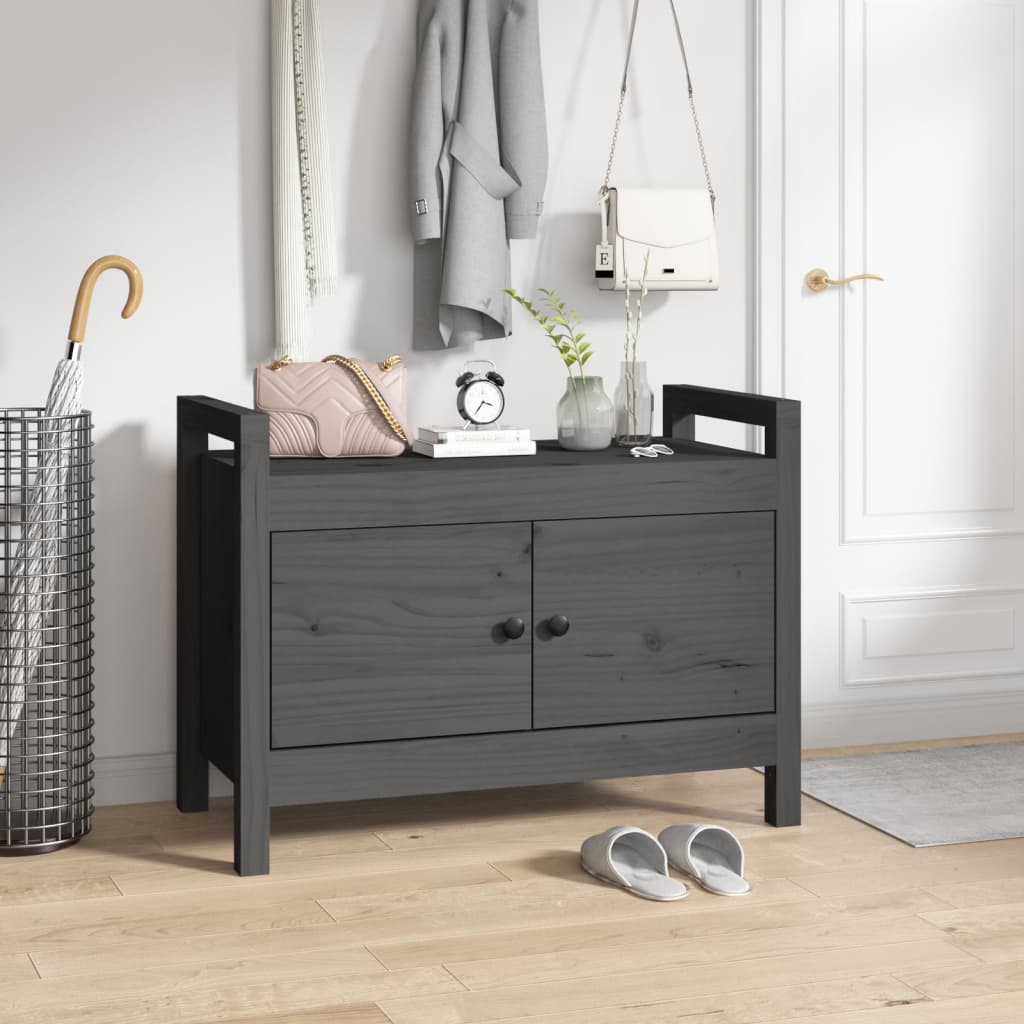 Graue Flurbank 80 cm Kiefer Massivholz
