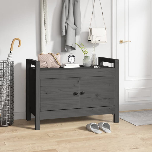 Graue Flurbank 80 cm Kiefer Massivholz