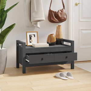 Graue Flurbank Kiefer Massivholz 80cm