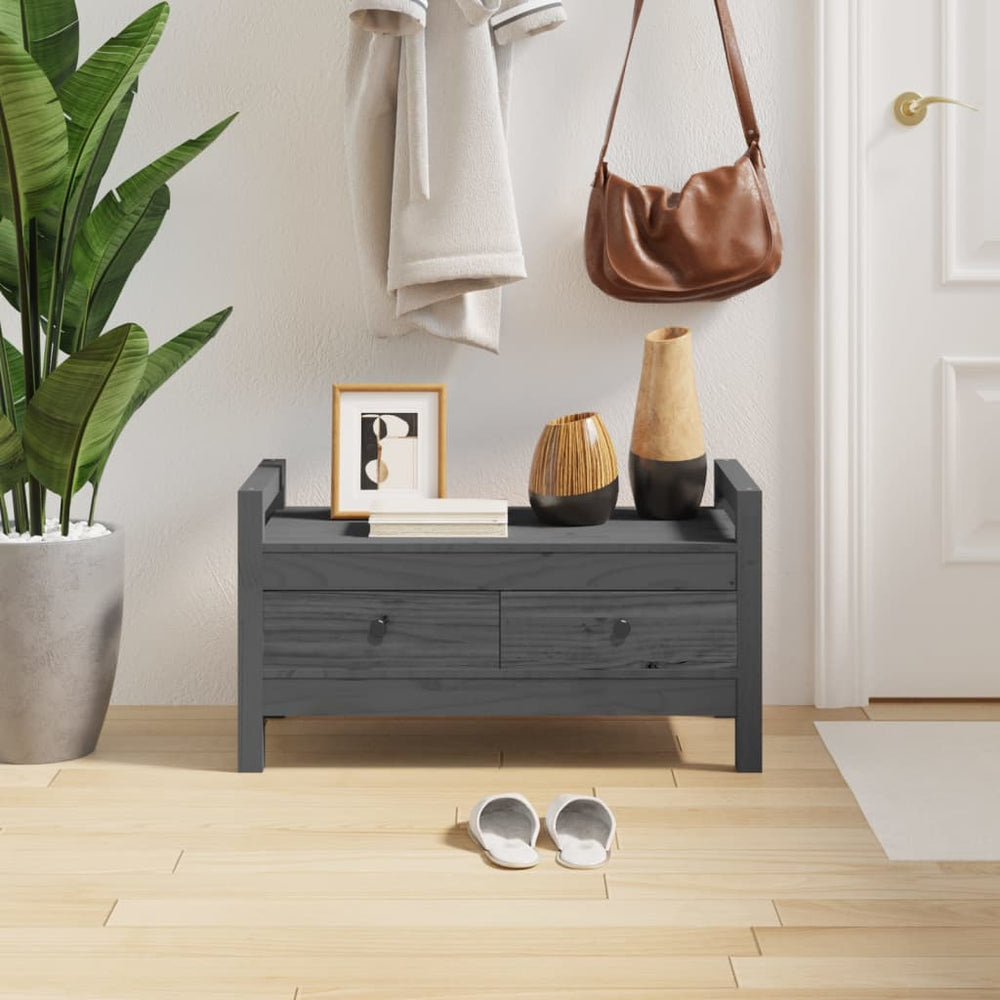 vidaXL Banc d'entrée gris 80x40x43 cm bois de pin massif