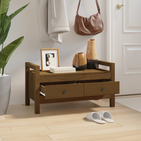 Flurbank Honigbraun Kiefer Massivholz 80 cm