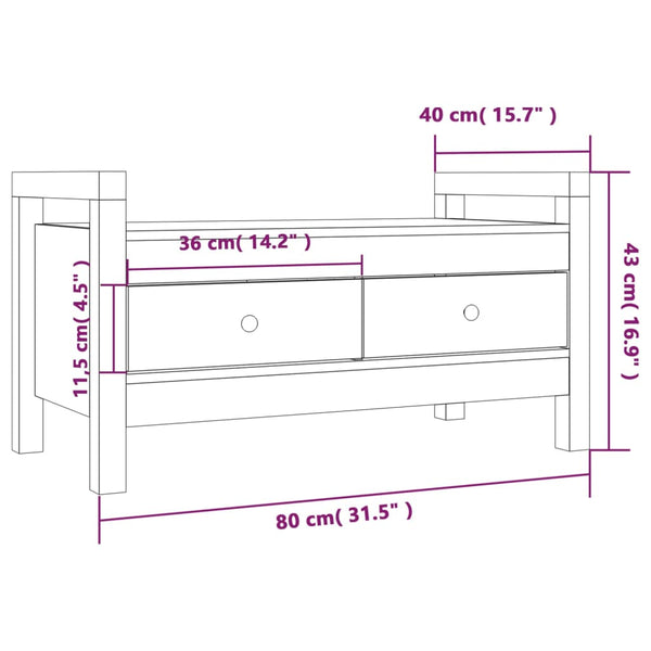 Flurbank Honigbraun Kiefer Massivholz 80 cm