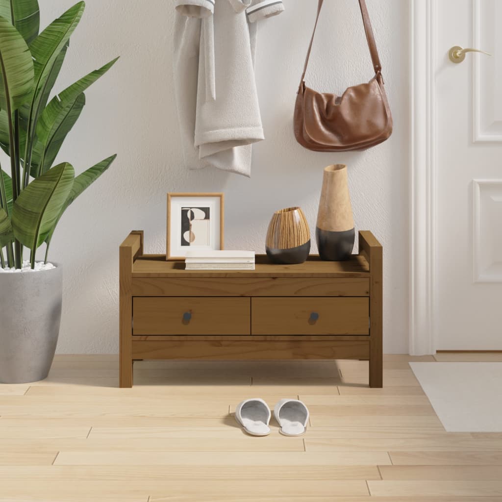 Flurbank Honigbraun Kiefer Massivholz 80 cm