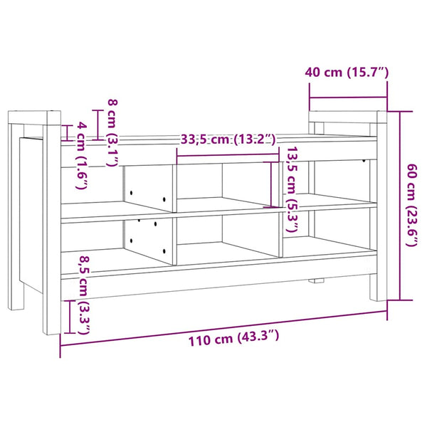Massivholz Flurbank Kiefer 110cm