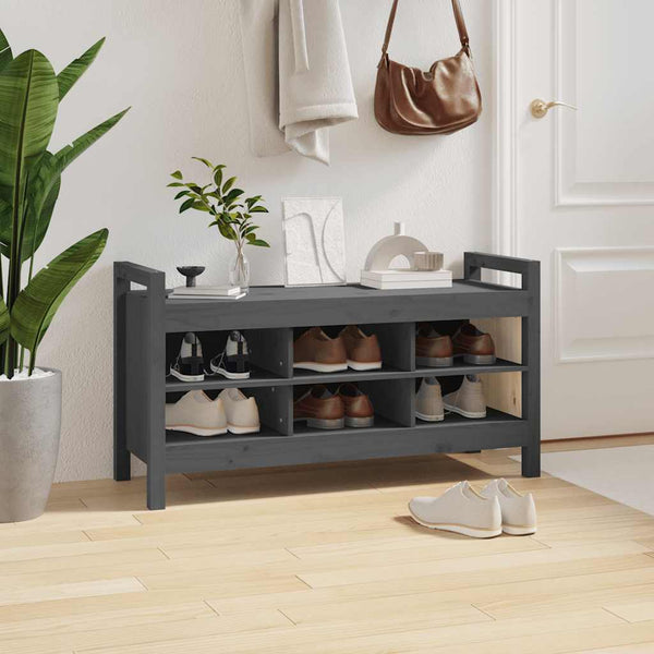 Graue Flurbank Kiefer Massivholz 110cm
