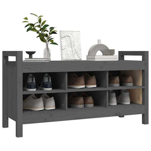 Graue Flurbank Kiefer Massivholz 110cm