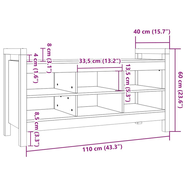 Graue Flurbank Kiefer Massivholz 110cm